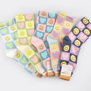 Checkered smiley face socks